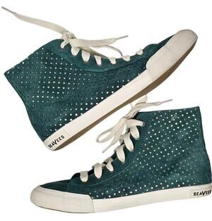 SeaVees Army Issue High Celestial High Top Sneaker Bottle Green Suede Women's 8
